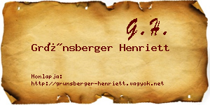 Grünsberger Henriett névjegykártya